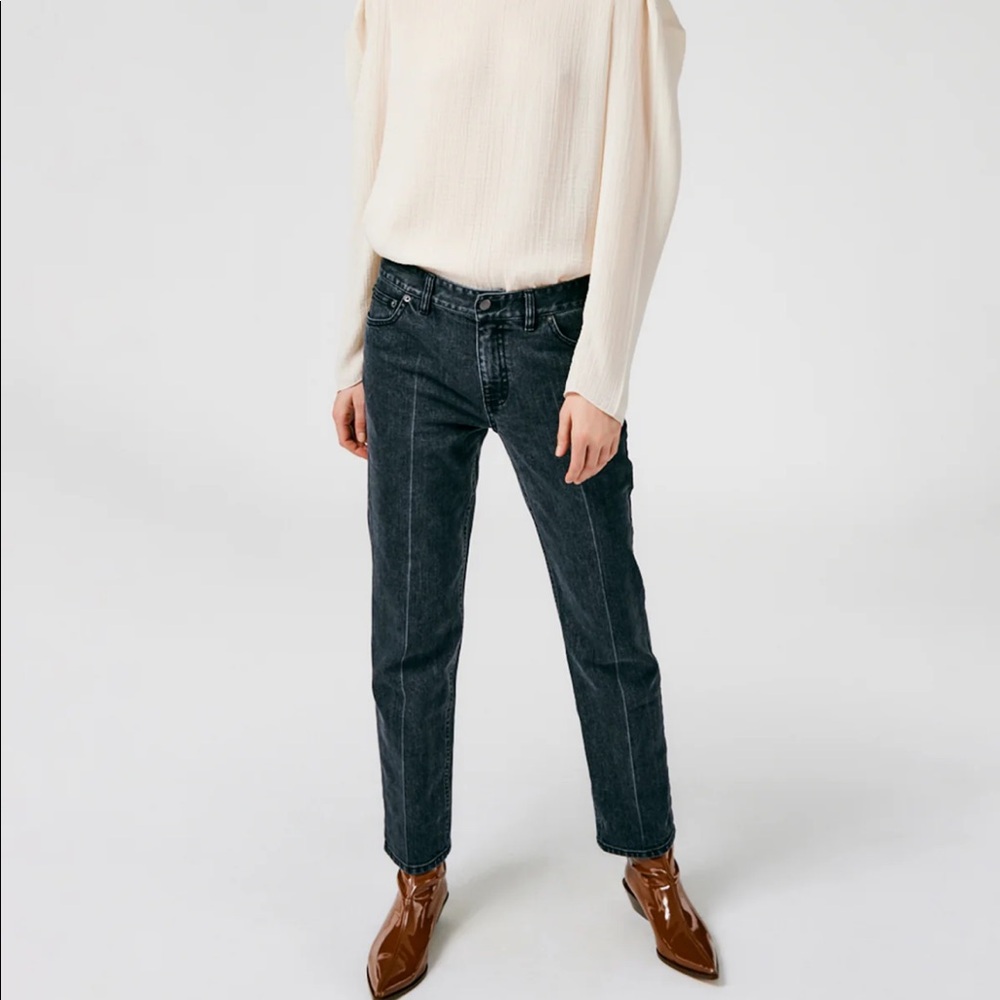 Tibi // Grey Stretch Denim Elfie Jean